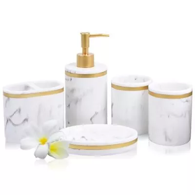 5-Piece Bathroom Counter Top Accessory Set - Dispenser For Liquid Soap Or Lot... • $50.05