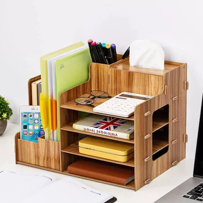 £8.49 • Buy New Wooden Pen Pencil Storage Holder Organizer Office Study Desk Tidy Case Rack