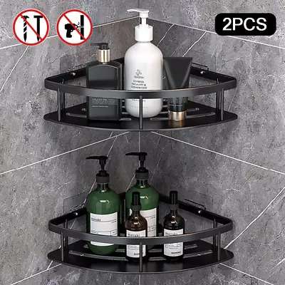 £4.99 • Buy 2PCS Corner Shower Rack Shelf Bathroom Storage Organiser Basket Tidy Shelf 