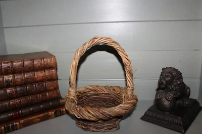 £14.99 • Buy Old Handmade Wicker Basket,Apple Raspberry Picking,Long Handle,Easter Egg Hunt