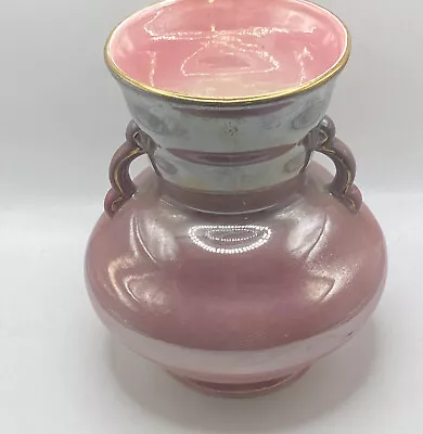 £25 • Buy Vintage Art Deco Maling Ware Pink Grey Lustre Ombré Baluster Handled Vase