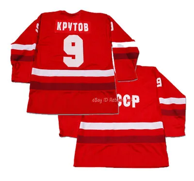 80's Vladimir Krutov #9 Team Russia CCCP Hockey Jersey Custom Name Stitched • $44.90