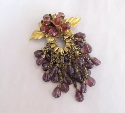 Miriam Haskell Brooch Pin Purple Glass Beads Frank Hess Design Vintage Unsigned • $199.99