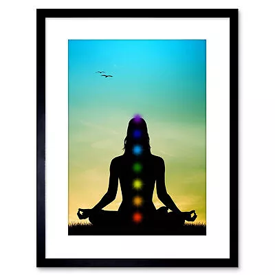 Painting Illustration Buddhist Lotus Chakras Meditation Framed Print 9x7 Inch • £15.99