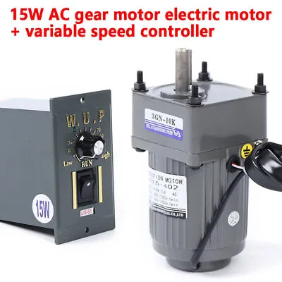 15W AC Gear Motor Adjustable Speed Motor W/ 10K Variable Speed Controller 125RPM • $68.40