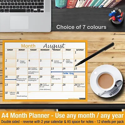 £0.99 • Buy MONTH PLANNER Desk / Wall A4 Monthly Planner Double Sided ✔Home ✔Office ✔ORANGE
