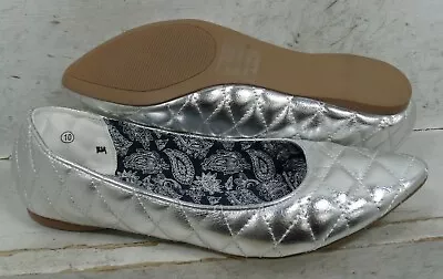 NEW C Label Womens Paige 2 Silver Quilted Slip On Ballet Flats Shoes Size 10 M • $14.99