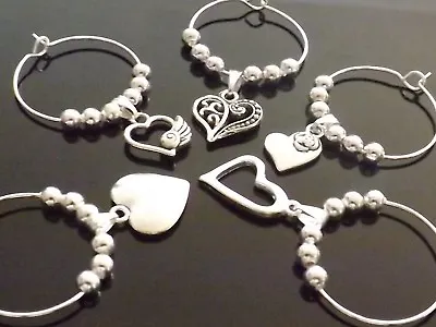 £5 • Buy 10 Mixed Heart Wine Glass Charms Table Decoration Wedding Birthday Hen Party