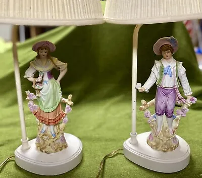 Table Lamps Vintage Porcelain Figures French Boy And Girl • $120