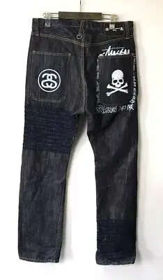 STUSSY Mastermind JAPAN  Logo Embroidery Print Logo Denim Pants Indigo Size:M • $1175