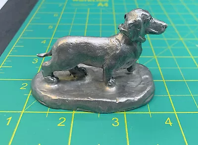 Vintage Pewter Art Sculpture Dachshund Dog With Collar Michael Ricker 8.5 0z. • $14.95