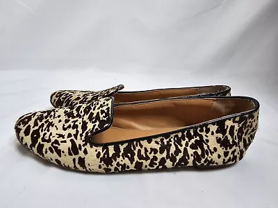 J.Crew Factory Animal Print Vegan Calf Hair Loafers Slip On Leather Flats Sz 8.5 • $25