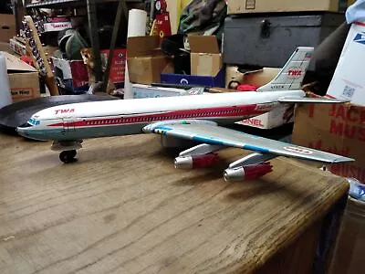 Vtg Louis Marx Tin Toy TWA Boing Super Jet Airplane Battery Operated 20 L X 18 W • $179.95