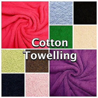  Cotton Terry Towelling Fabric Plain Soft Double Sided Beach Bath Towel Fabric • £8.45