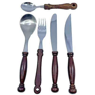 Wood Handle Rostfrei Solingen German 30 Piece RARE Cutlery Set MCM Retro Vintage • $310