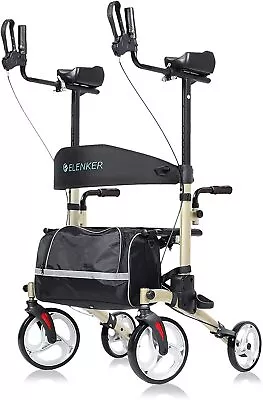 $99.79 • Buy 10” ELENKER Upright Rollator Walker Rolling Walker Medical Mobility Walking Aid