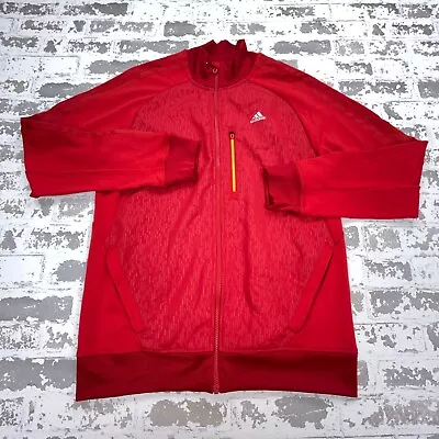 Adidas Jacket Men Medium Red Yellow Track Suit Sweatshirt Warm Up Soccer Adult * • $24.91