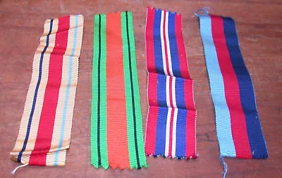 Militaria: 4 Old/Vintage Military Medal Ribbons 1939/45 Star Etc. • £5