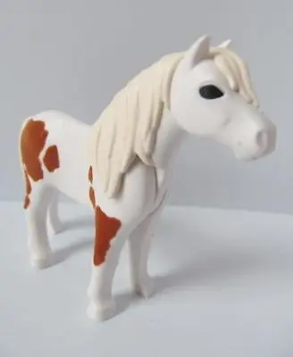 Playmobil Farm/Stables/Western Extra Animal: White & Brown Flock Patch Pony NEW • £4.49