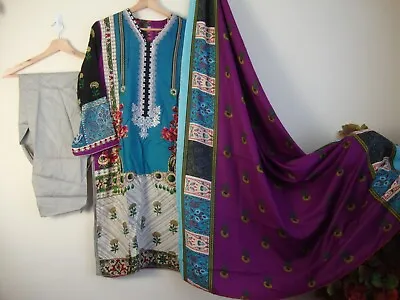 £20 • Buy Sana Safinaz Linen Salwar Kameez Embroidered Stitched 3pc Suit Winter Collection