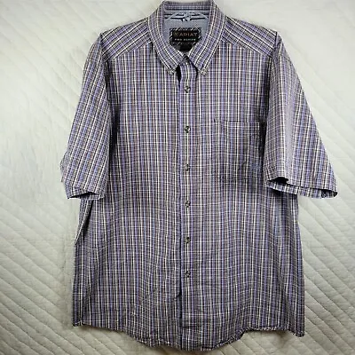 ARIAT Pro Series Shirt Mens XL Brown/White/Blue Plaid Short Sleeve Button Down • $18.88