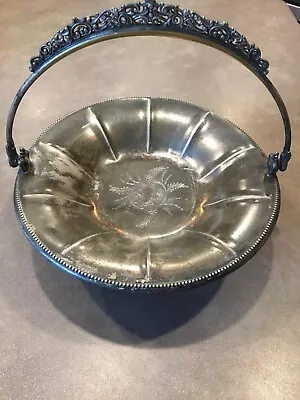 Antique Forbes Silverplate Quadruple Plate 218 Ornate Handled Flower Basket Foot • $25