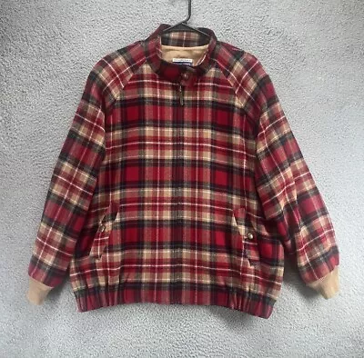 PENDLETON Brightwood Virgin Wool Red Tan Plaid Full Zip Shirt Jacket Men XL B1 • $84.99