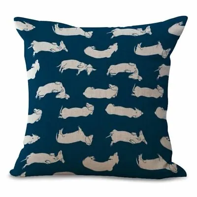 Dachshund Dog Linen Cushion Cover Sausage Dog Scatter Cushion 45x45cm Ideal Gift • £5.99