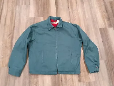 Vintage Green Big Mac Jacket W/Red Fleece Lining Mechanics Work Twill • $55.25