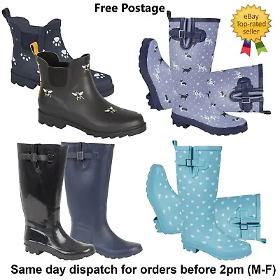 £8.25 • Buy Ladies Wide Calf Fashion Wellies Dog Walking Festival Wellington Boots Socks