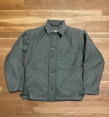 Vintage 70s A-2 Deck Jacket Mens Medium Green Cold Weather US Navy Stencil • $140