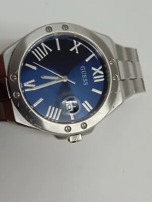 Men's Guess Classic Stainless Steel Blue Dial Watch GW0276G1 • £35