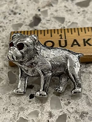 Vintage Bulldog / English Bulldog Standing Study Brooch ~ RED EYE Large Detailed • $16