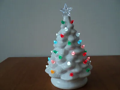 White Ceramic Christmas Tree With Lighted Bulbs • $19.95