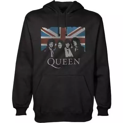 Queen Unisex Pullover Hoodie: Vintage Union Jack - Black Cotton • £26.99