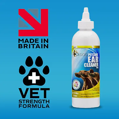 *VET STRENGTH* Dog Ear Cleaner Drops STOP Shaking Ears Itching Mites Odour Wax   • £12.95