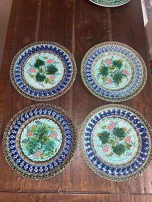 Majolica Grape Plate Villeroy Boch Circa 1890 Lot Of 4 7 3/4” • $149