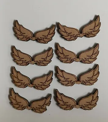 Wooden MDF Angel Wings Craft Shapes X10 Detailed 50mm Embellishments • £2.75