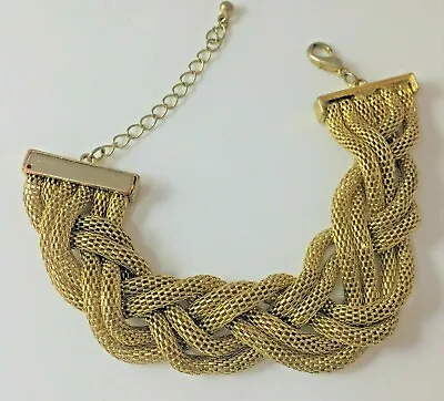 Vintage Gold Tone Mesh Bracelet Anklet Serpentine Snake 9  Long • $19.88