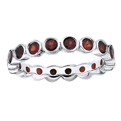 Bezel Set Large Garnet Eternity Style Band Ring In Sterling Silver • $195.50