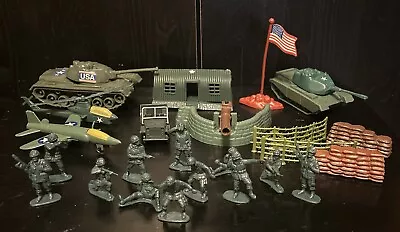 Vintage Military Mixed Lot Of Plastic Tanks Plane Helicopter Soldiers 1960’s • $24.99