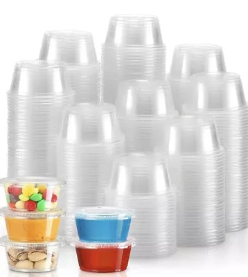 3.25 Oz - [100 Sets] Plastic Portion Cups With Lids • $11.99