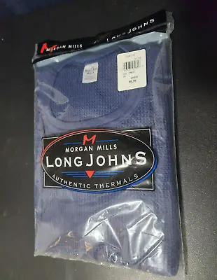 Morgan Mills Long Johns Mens Thermal Underwear Shirt Navy Blue Size Large • $30