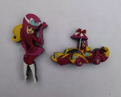 LOT 2x UK WACKY RACES PINS THE COMPACT PUSSYCAT PENELOPE PITSTOP HANNA-BARBERA • $51.31