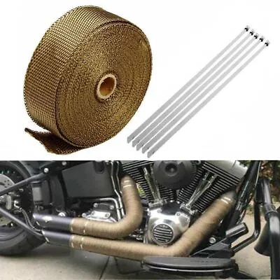 2  Titanium Exhaust Heat Wrap Roll For Motorcycle Fiberglass Heat Shield Tape • $11.99