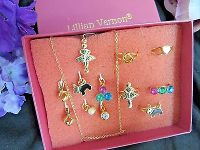 Vintage Lillian Vernon 13 Piece CHILD JEWELRY Set 7 Pendants 5 Rings & CHAIN NIB • $34.95