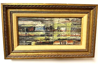 Vintage Abstract Original Oil Painting Horizontal Framed Art • $125