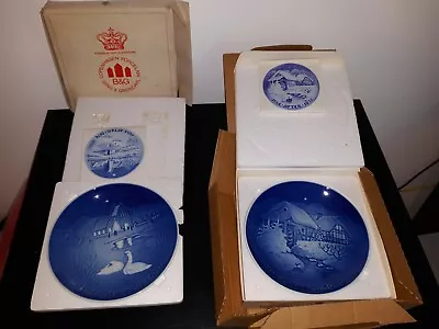 2 B&G Bing Grondahl Blue Porcelain Plates: Christmas 1974-1975 • $10