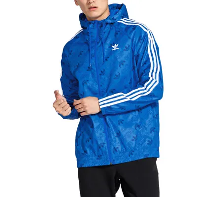 $65 • Buy Adidas Originals Men's Monogram Windbreaker Jacket - Blue
