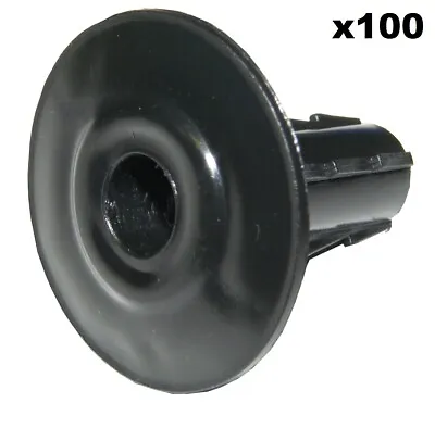 100x 8mm Black Single Cable Bushes Feed Through Wall Cover-Coaxial Hole Tidy Cap • £5.69